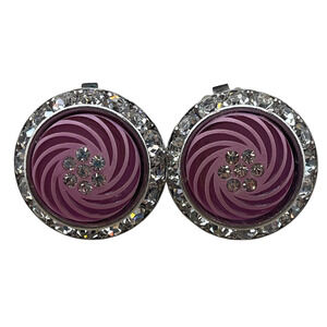 Vintage CORO Clip-On Earrings Pink Swirl Statement Rhinestone Signed Jewelry